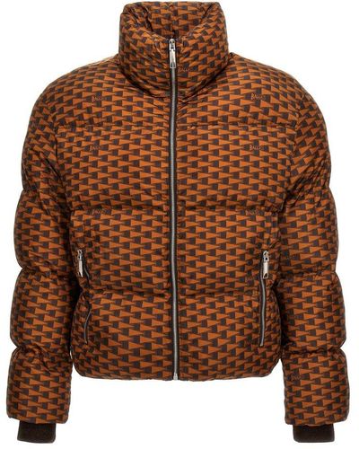 Bally Geometric Print Down Jacket Casual Jackets - Brown