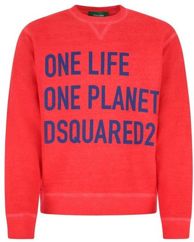 DSquared² Slogan Print Crewneck Sweater - Red