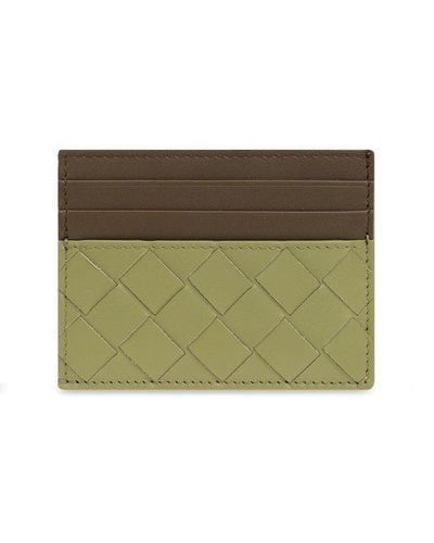 Bottega Veneta Leather Card Holder, - Green