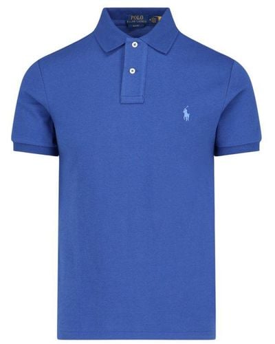 Polo Ralph Lauren Logo Embroidered Polo Shirt - Blue
