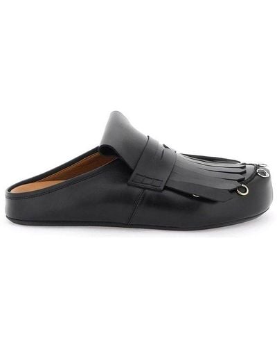 Marni Fringed Round Toe Sandals - Black