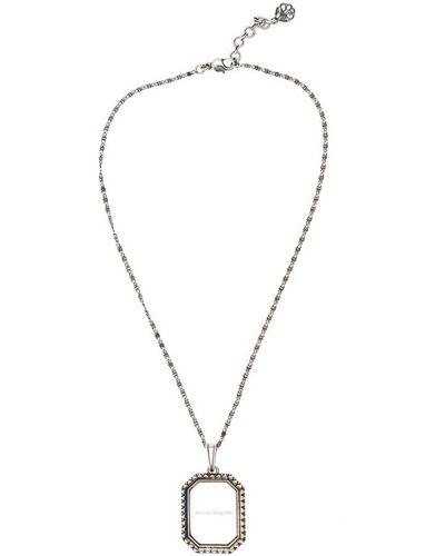 Alexander McQueen Woman's Brass Chain Necklace With Logo Pendant Detail - Multicolor