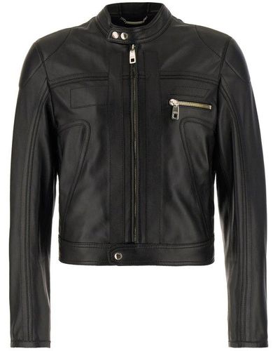 Dolce & Gabbana Zipped Cropped Biker Jacket - Black