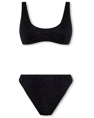 Oséree Lumiere Glittered Bikini Set - Black