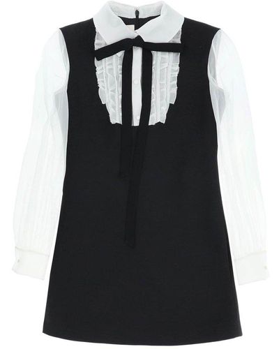 Valentino Crepe Couture Long-sleeved Mini Dress - Black