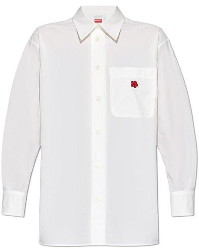 KENZO Logo Patch Long-sleeve Shirt - White