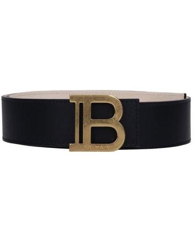 Balmain Logo Buckle Belt - White