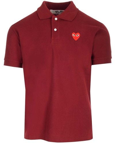 COMME DES GARÇONS PLAY T006 Red Heart Polo Shirt Burgundy