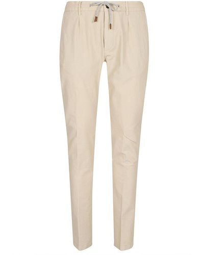 Eleventy Mid-rise Drawstring Tapered Trousers - Natural
