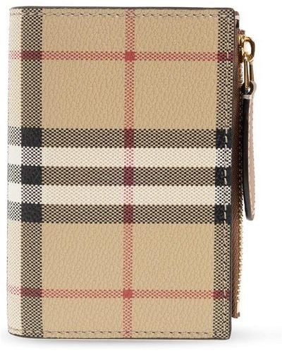 Burberry Checked Wallet - Natural