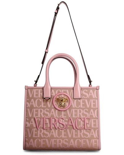 Versace All-over Logo Jacquard Small Tote Bag - Pink