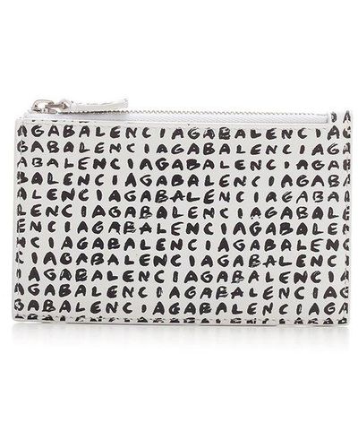 Balenciaga Logo All-over Printed Zipped Cardholder - Multicolour