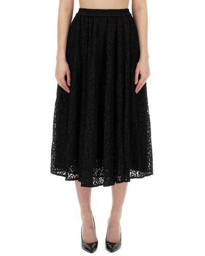 Michael Kors Lace Longuette Skirt - Black
