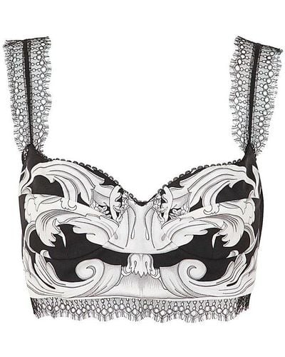 Versace Baroque Pattern Sleeveless Cropped Top - Gray
