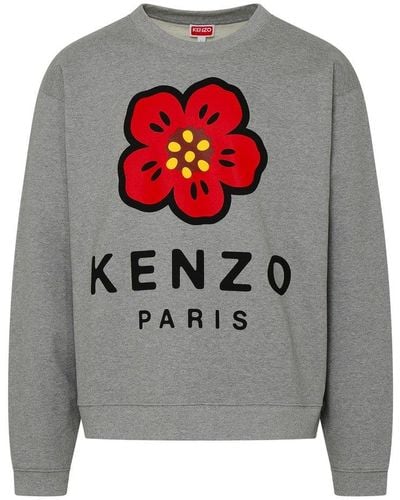 KENZO Felpa Boke Flower In Cotone - Gray