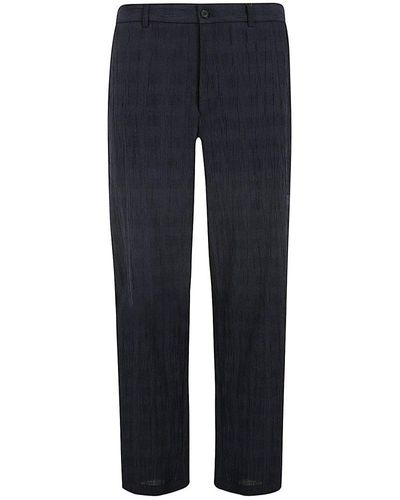 Emporio Armani Asv Prince Of Wales Patterned Trousers - Blue
