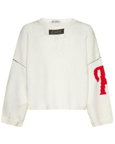 Raf Simons Logo Patch Long-sleeved Sweater - White