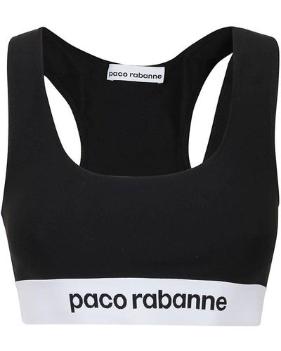 Rabanne Logo Taped Bralette - Black