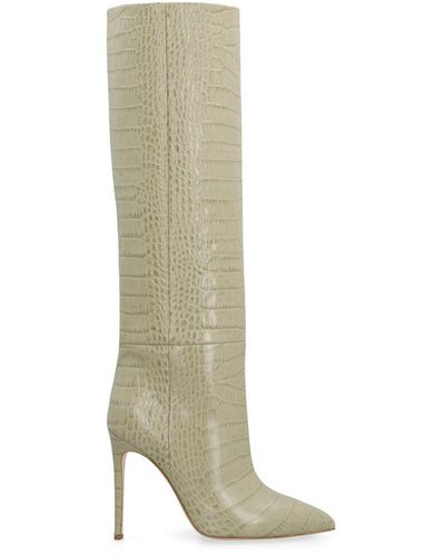 Paris Texas Croco-print Leather Boots - White