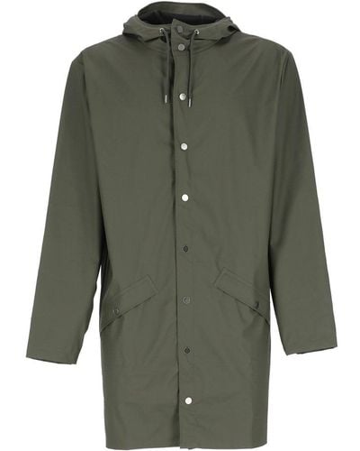 Rains Long Sleeved Drawstring Hooded Jacket - Green