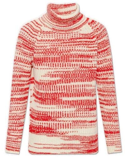 Ferragamo Patterned Turtleneck Sweater - Red