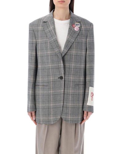Golden Goose Checked Single-breasted Tailored Blazer - Gray
