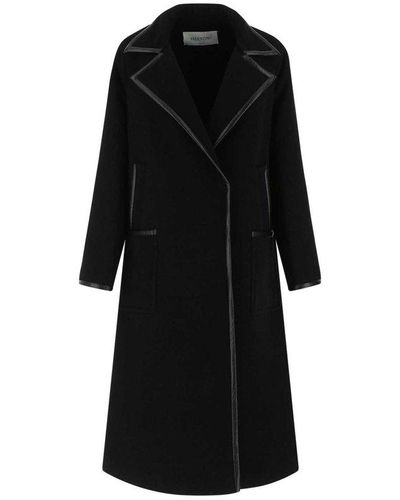 Valentino Contrast Trim Open Coat - Black