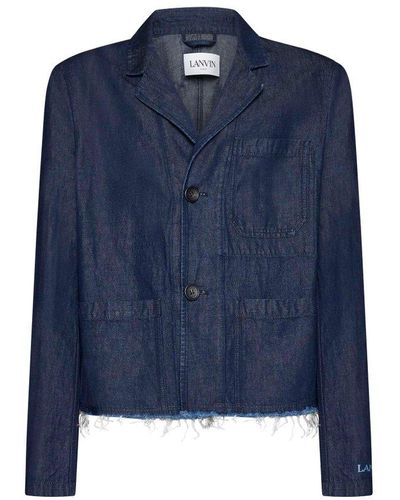 Lanvin Distressed Button-up Denim Jacket - Blue