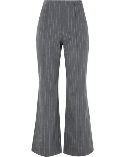 Ganni Stretch Stripe Cropped Trousers - Grey