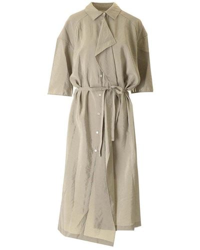 Lemaire Fog Grey Asymmetric Midi Dress - Natural