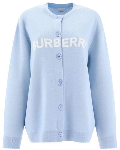 Burberry Logo Cardigan - Blue