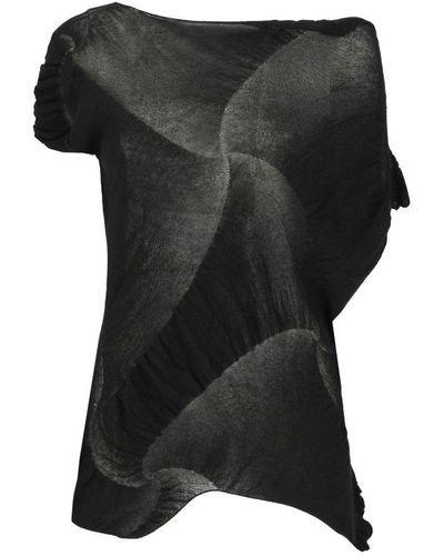 Yohji Yamamoto Round-neck Asymmetric Top - Black