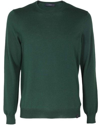 Fay Crewneck Straight Hem Sweater - Green