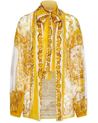 Dolce & Gabbana Majolica-printed Top - Yellow