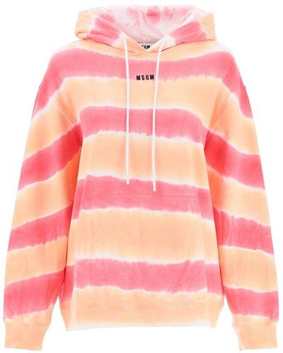 MSGM Tie-dye Hoodie With Logo Embroidery - Pink