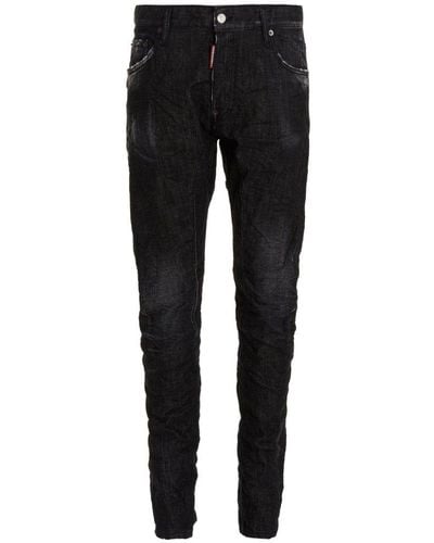 DSquared² Logo Patch Distressed Jeans - Black