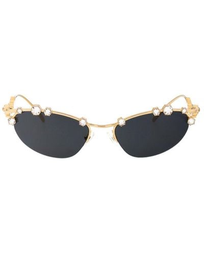 Swarovski Embellished Oval Frame Sunglasses - Blue