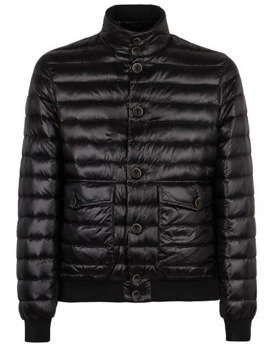 Herno Quilted Button-up Down Jacket - Black