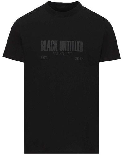 Valentino Untitled Logo Printed Crewneck T-shirt - Black