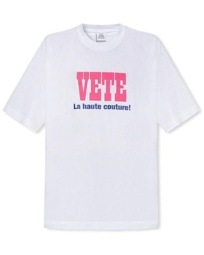 Vetements Logo Printed Crewneck T-shirt - White