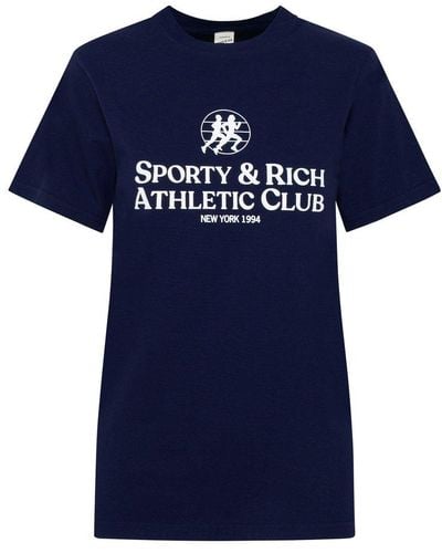 Sporty & Rich Athletic Club Crewneck T-shirt - Blue