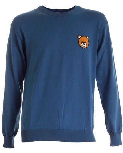 Moschino Teddy Intarsia Knitted Sweater - Blue