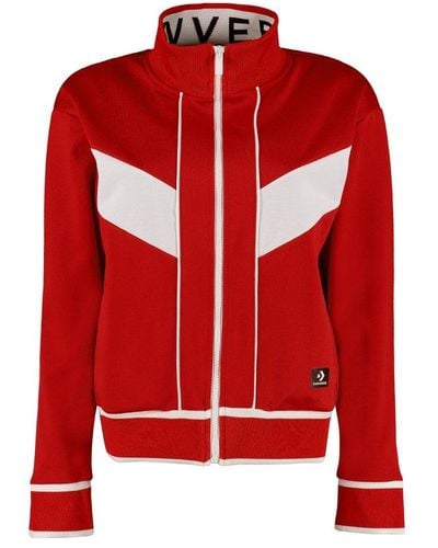 Converse Contrast Trim Zipped Jacket - Red