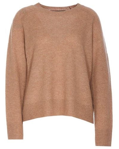 360cashmere Long Sleeved Crewneck Knitted Sweater - Brown