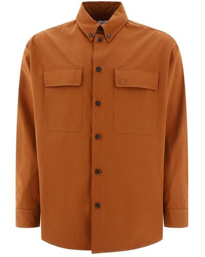 Off-White c/o Virgil Abloh Off- Embroidered Shirt - Brown