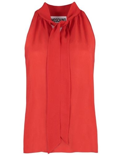 Moschino Silk Blouse With Bow - Red
