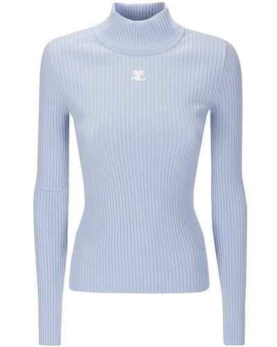 Courreges Reedition Knit Ls Sweater - Blue