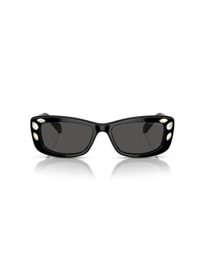 Swarovski Rectangle Frame Sunglasses - Black