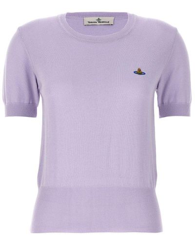 Vivienne Westwood Orb Embroidered Knit Top - Purple