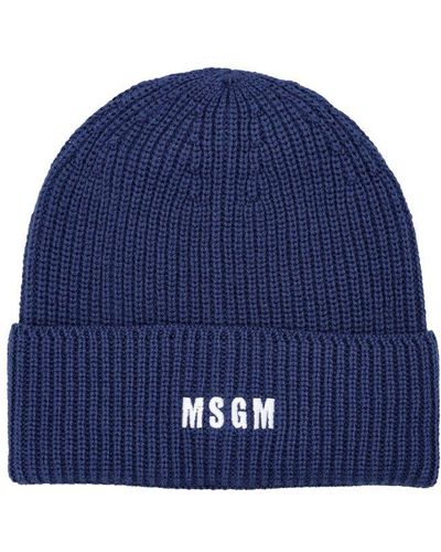 MSGM Classic Logo Beanie - Blue